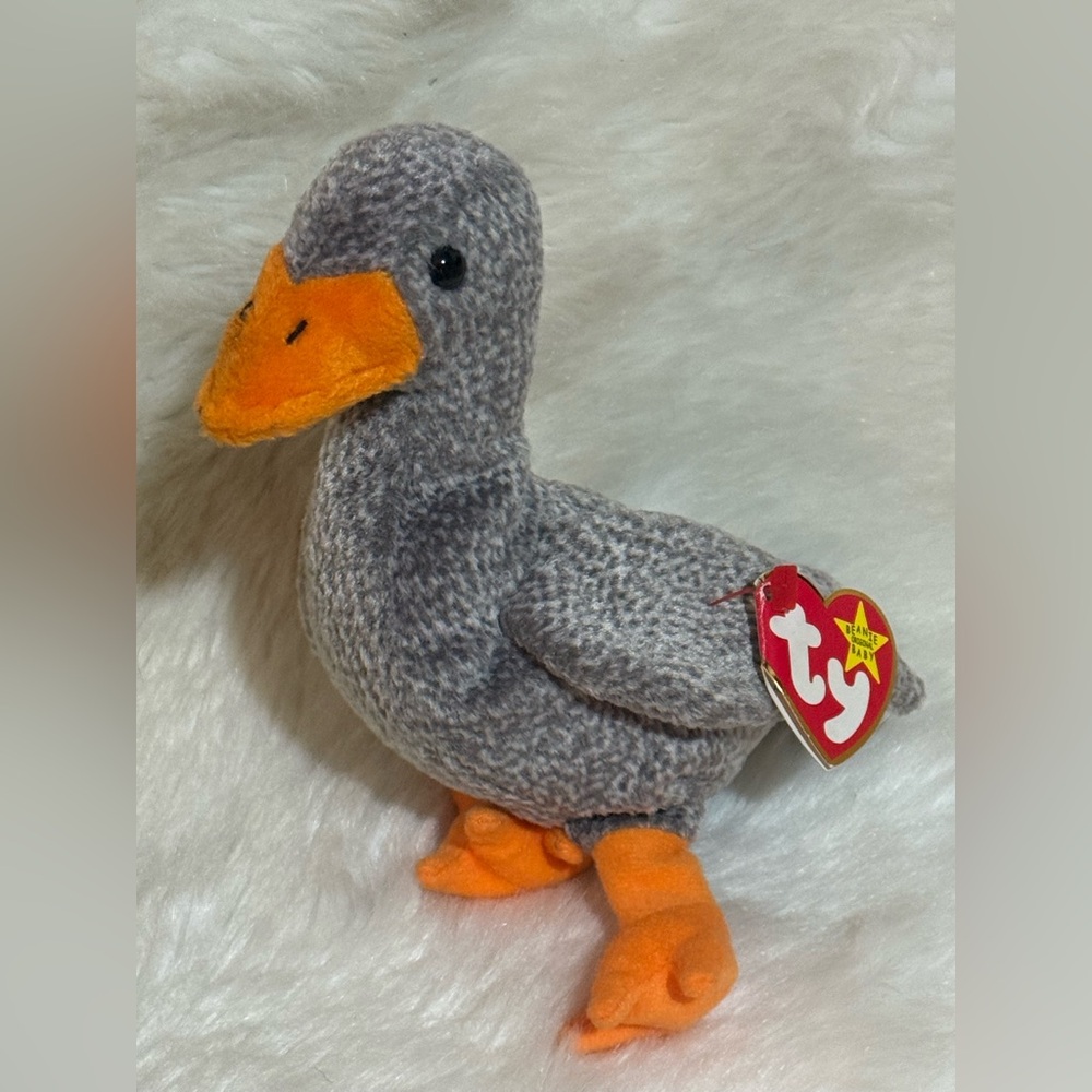 HONKS 1999 The Beanie Baby Collection Ty Gray and Orange Duck Plush Authentic